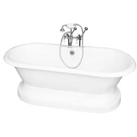 Columbus 61″ Cast Iron Double Roll Top Tub Kit – Polished Chrome Accessories