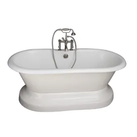 Columbus 61" Cast Iron Double Roll Top Tub Kit-Brushed Nickel Accessories