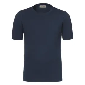 Cotton Crew-Neck T-Shirt in Navy Blue