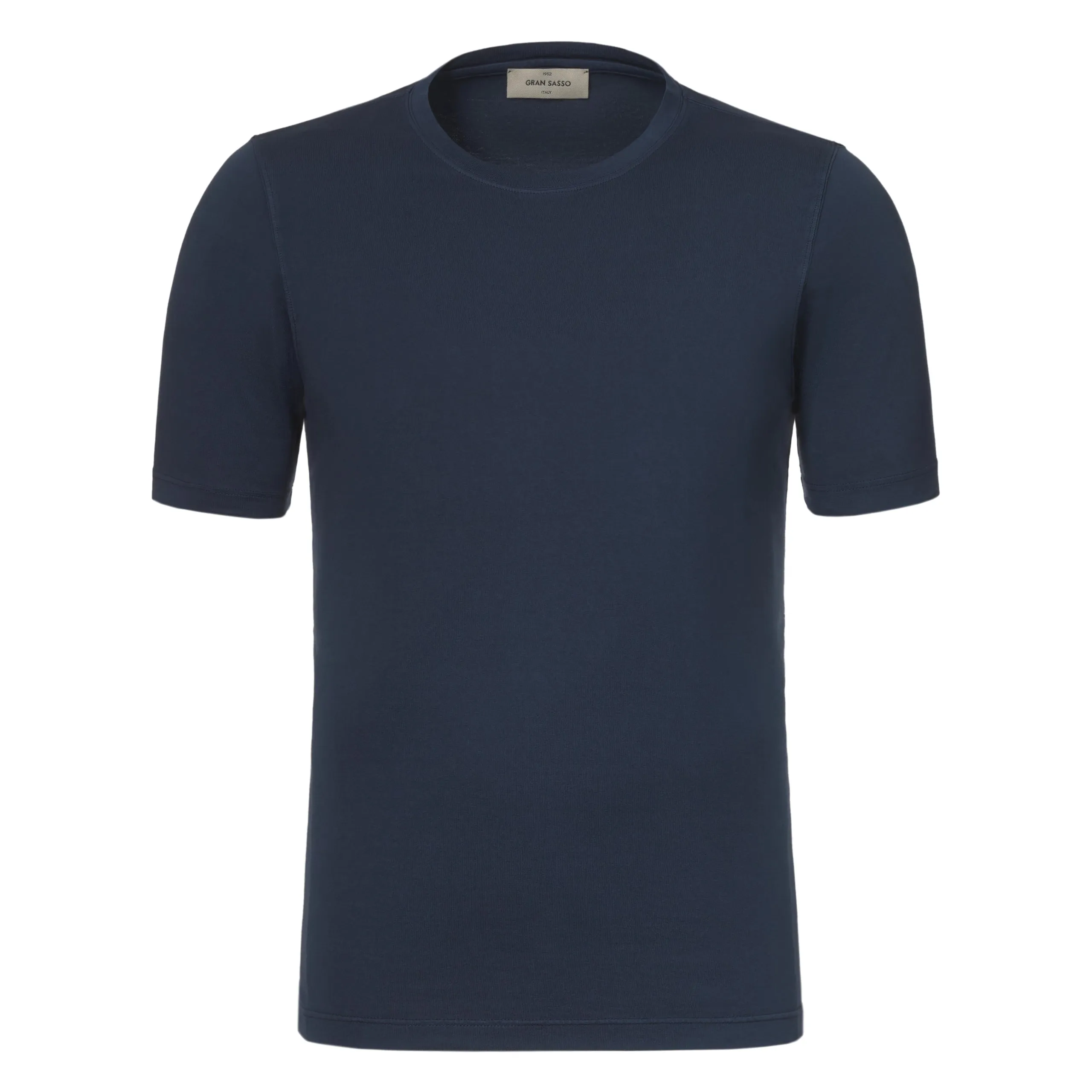 Cotton Crew-Neck T-Shirt in Navy Blue