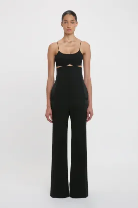 Cut-Out Detail Cami Jumpsuit In Black