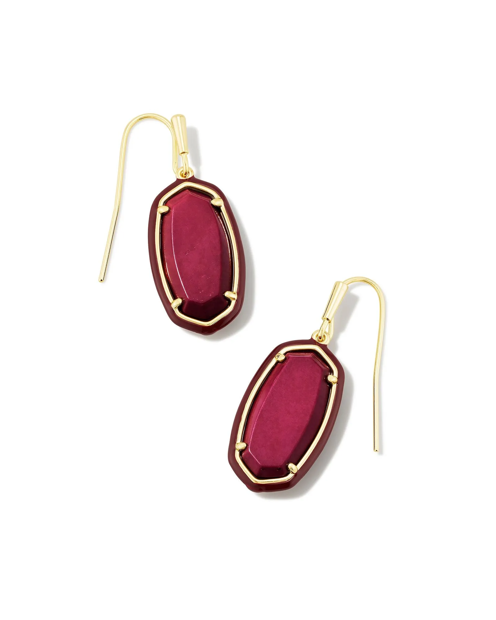 Dani Enamel Framed Drop Earring in Gold Maroon Magnesite