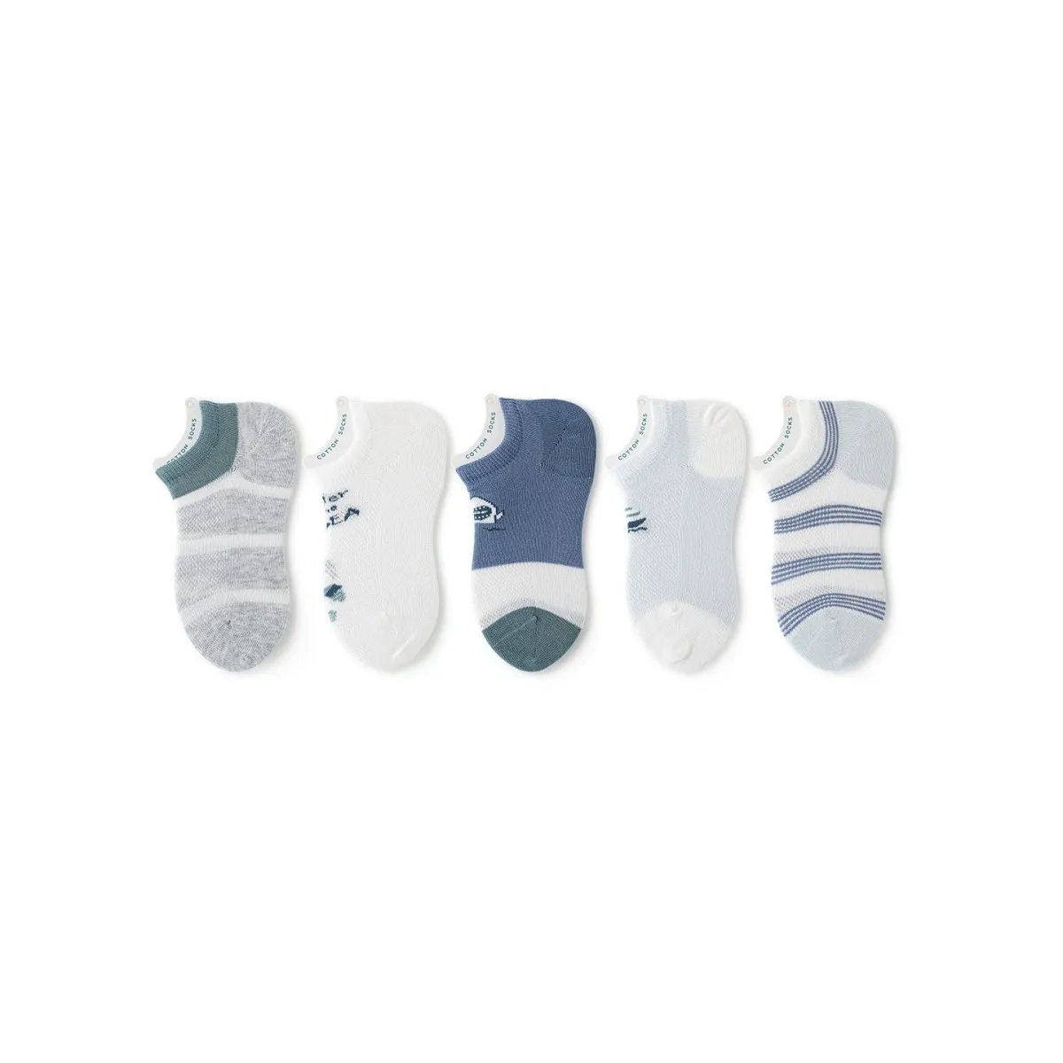 Deep Sea Thin Mesh Breathable Boy 5pcs Ankle Socks Set