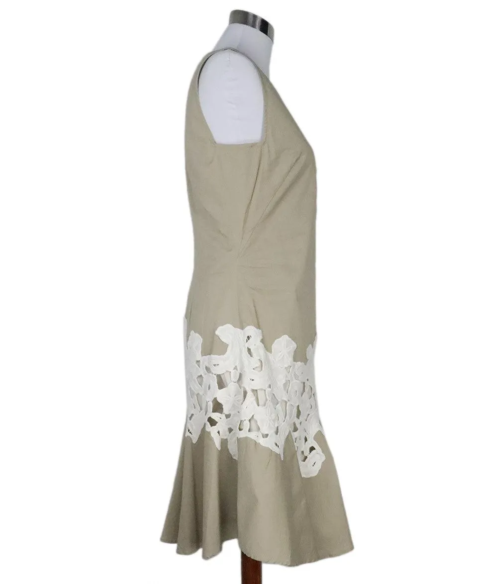 Derek Lam Beige & White Applique Dress sz 6