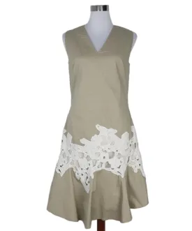 Derek Lam Beige & White Applique Dress sz 6