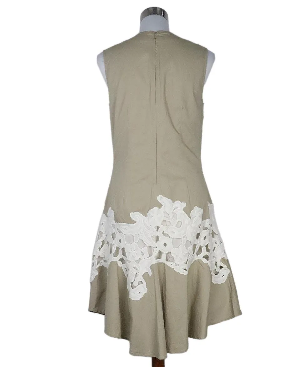 Derek Lam Beige & White Applique Dress sz 6