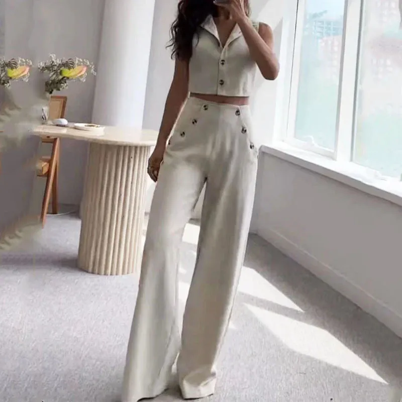 Elegant micro-flared pants suit