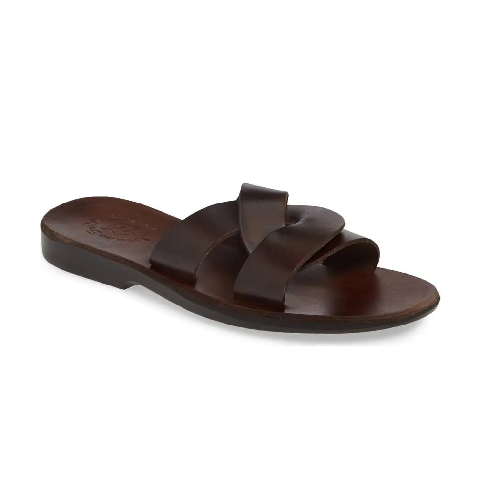 Emily - Leather Crossover Strap Sandal | Brown