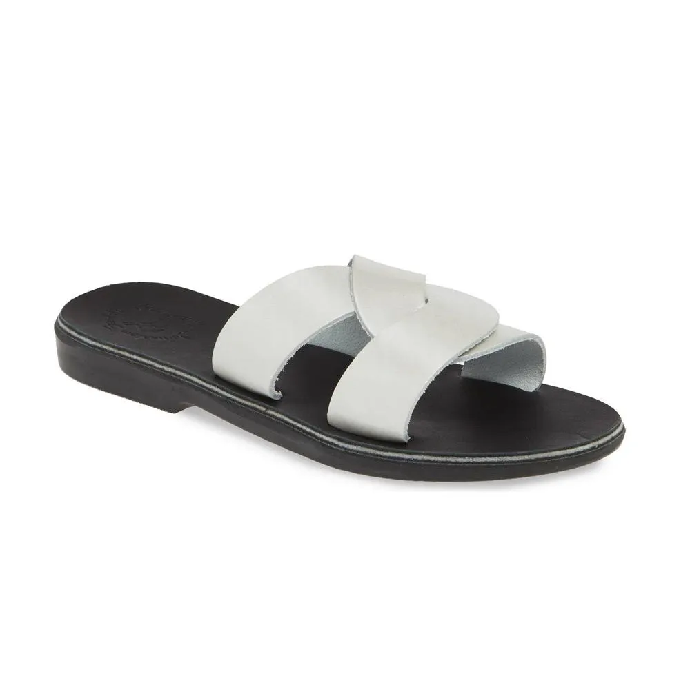 Emily - Leather Crossover Strap Sandal | Silver