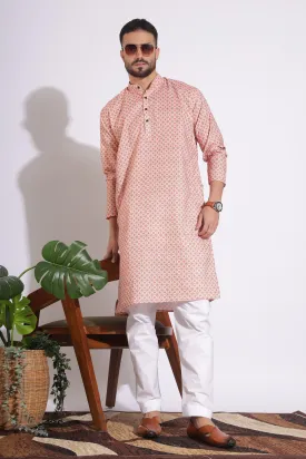 Exotic Print Cotton Pink Color Kurta