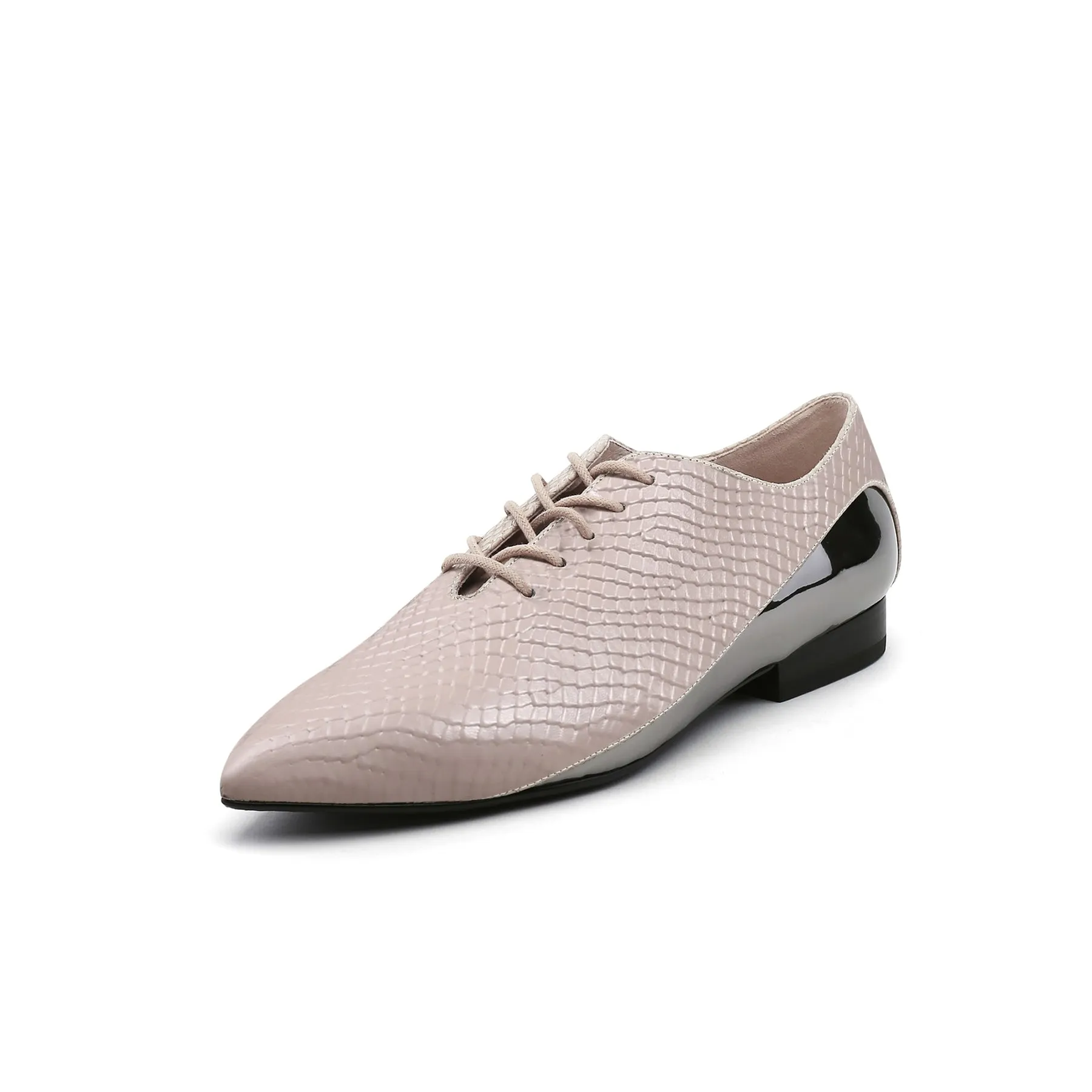 Faux Croc Embossed Lace Up Oxfords