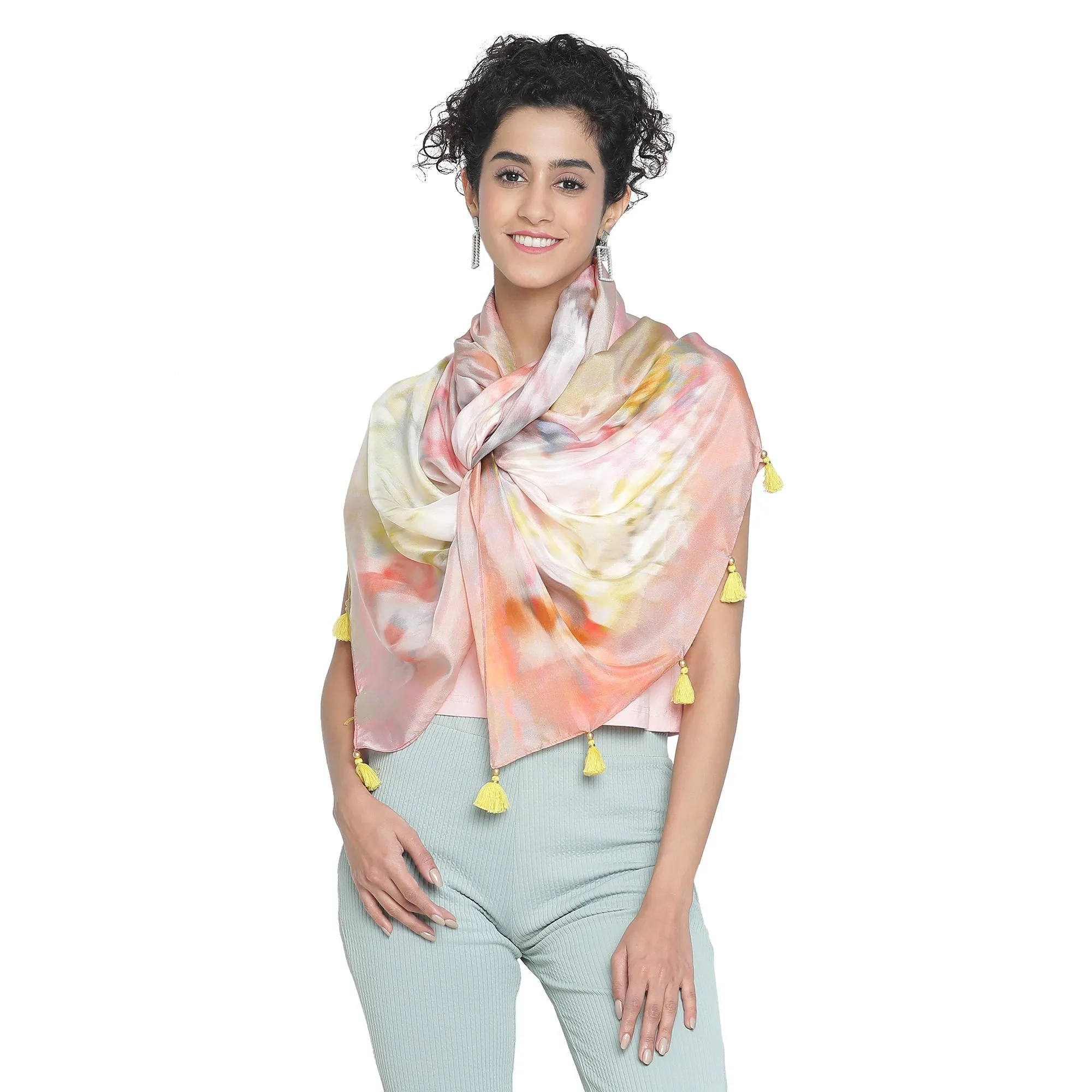 Floral Ombre Printed Design Silk Stole