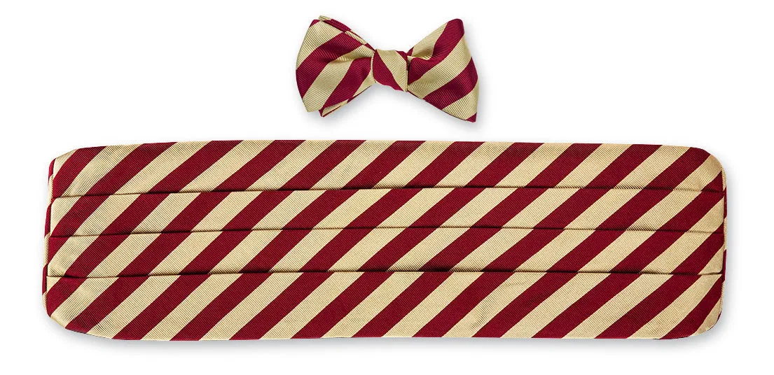 Gold/Maroon Bar Stripes Cummerbund Set - CB675