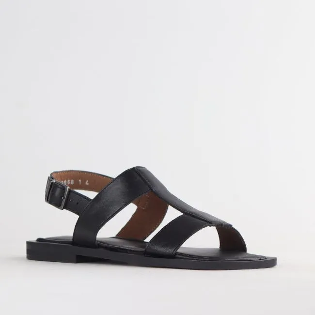 Grecian inspired Flat Sandal in Black - 12706