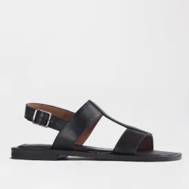 Grecian inspired Flat Sandal in Black - 12706