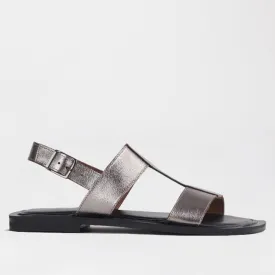 Grecian inspired Flat Sandal in Pewter - 12706