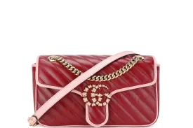 GUCCI 443497 525040 MAROON MARMONT PINK TRIM GOLD HARDWARE, WITH DUST COVER