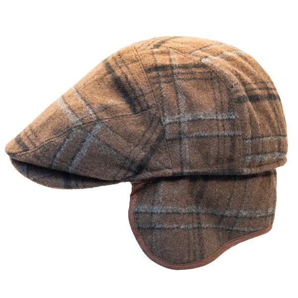 Henschel - Wool Blend Flat Cap with Ear Flaps