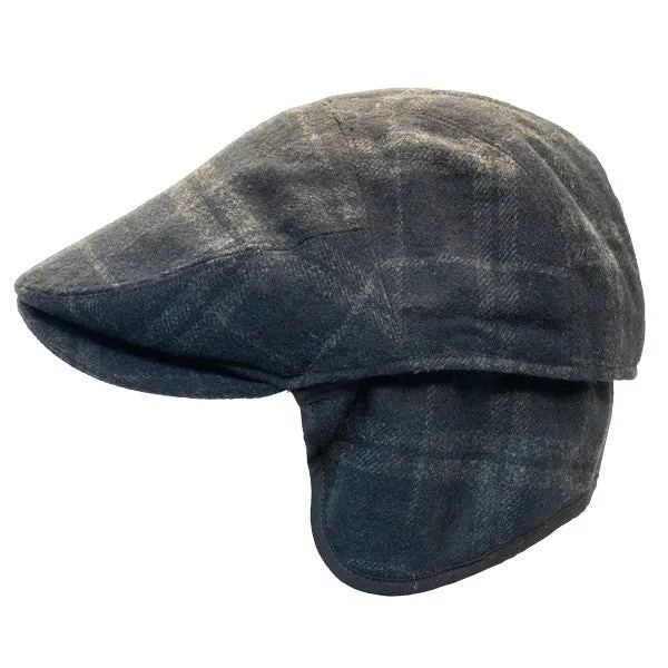 Henschel - Wool Blend Flat Cap with Ear Flaps