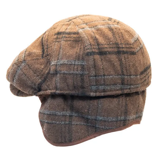 Henschel - Wool Blend Flat Cap with Ear Flaps