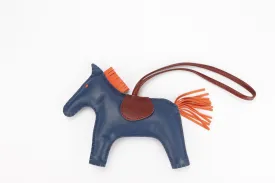 Hermes Rodeo Bag Charm, GM Size, Navy Blue & Maroon Color, with Box