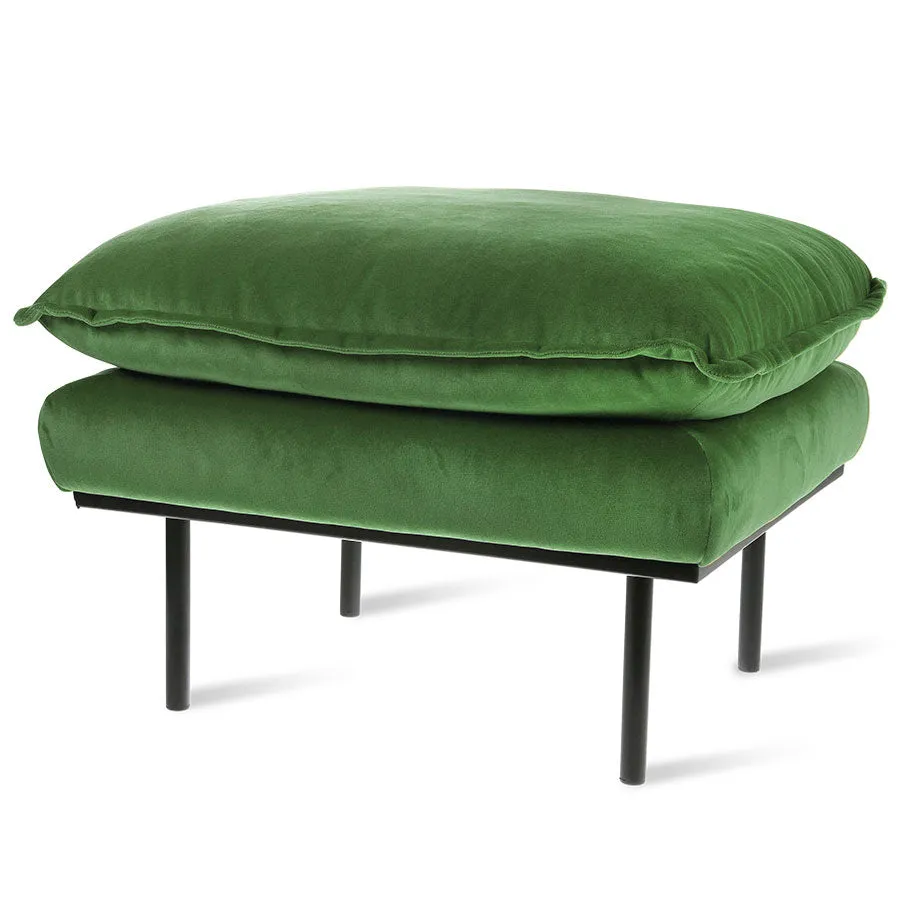 HKliving Royal Green Velvet Retro Hocker/ Footrest