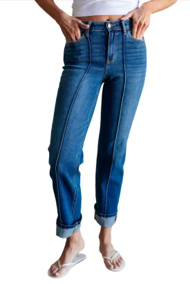 Judy Blue Campbell High Rise Center Seam Detail Straight Jeans