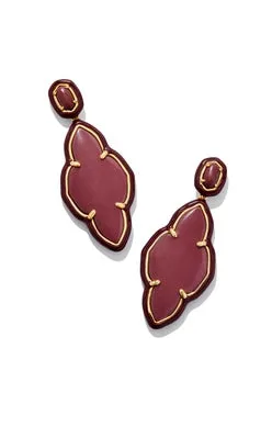 Kendra Scott Abbie Enamel Frame Gold Maroon Earrings