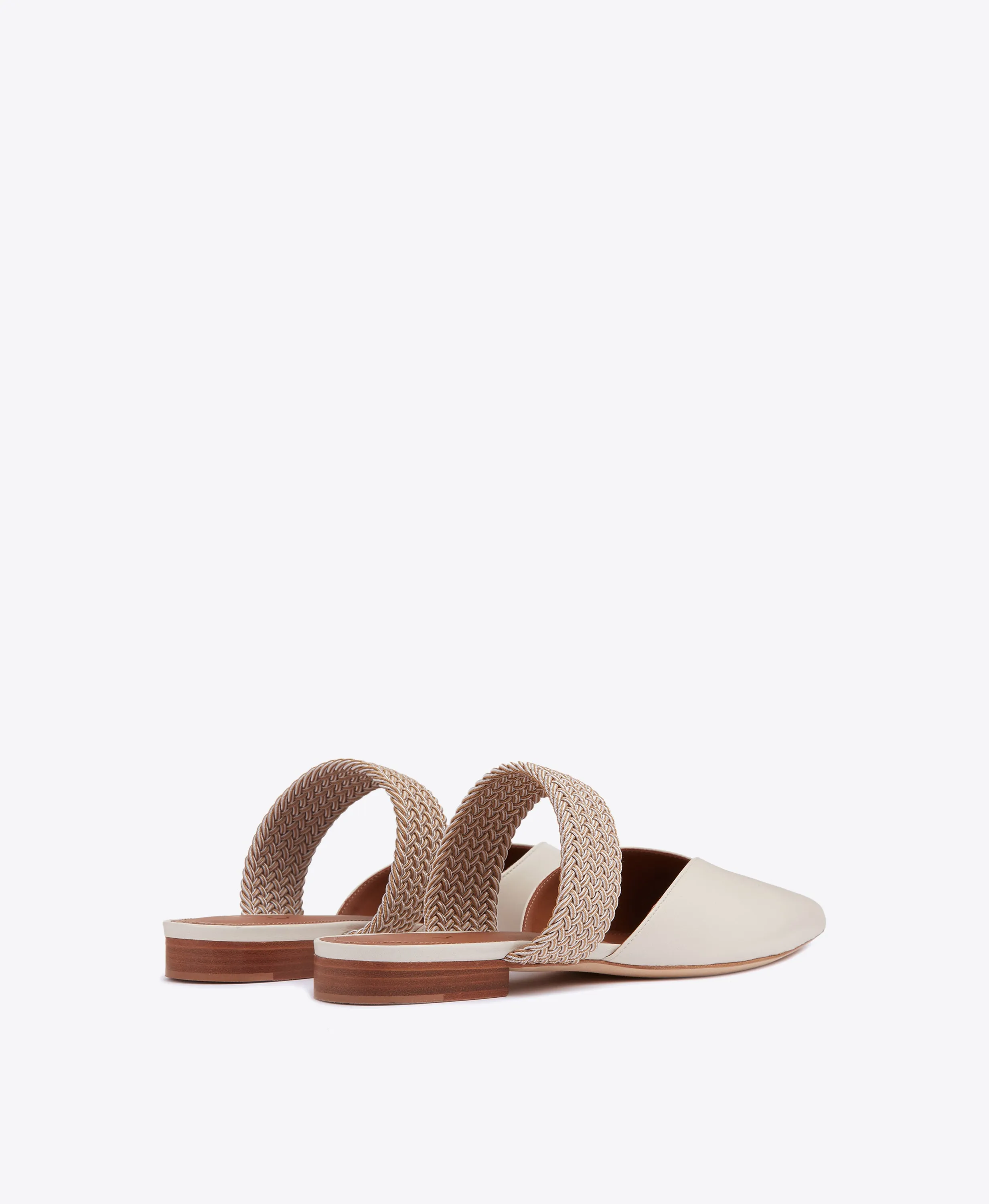 Maisie White Leather Flat Mules