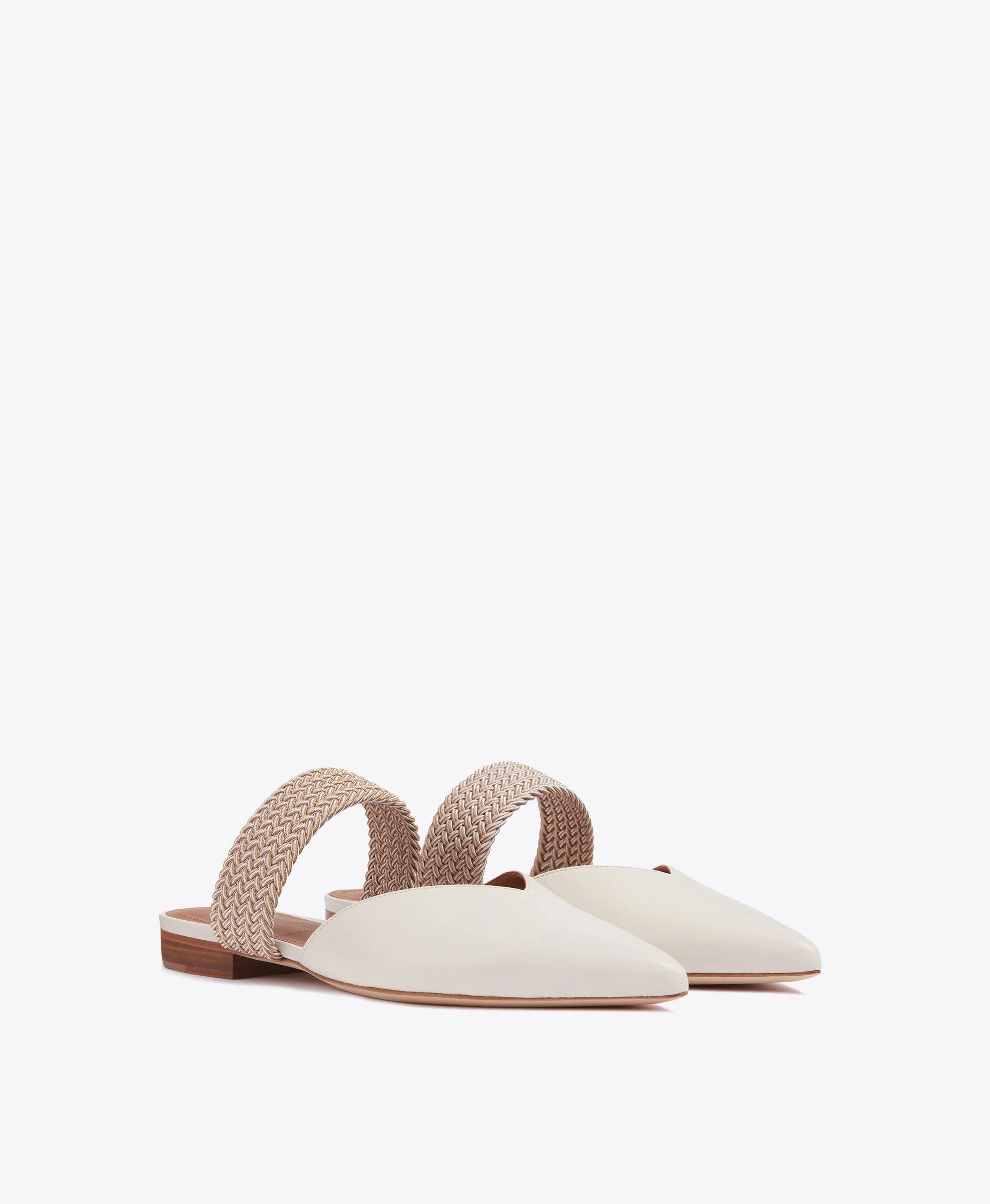 Maisie White Leather Flat Mules