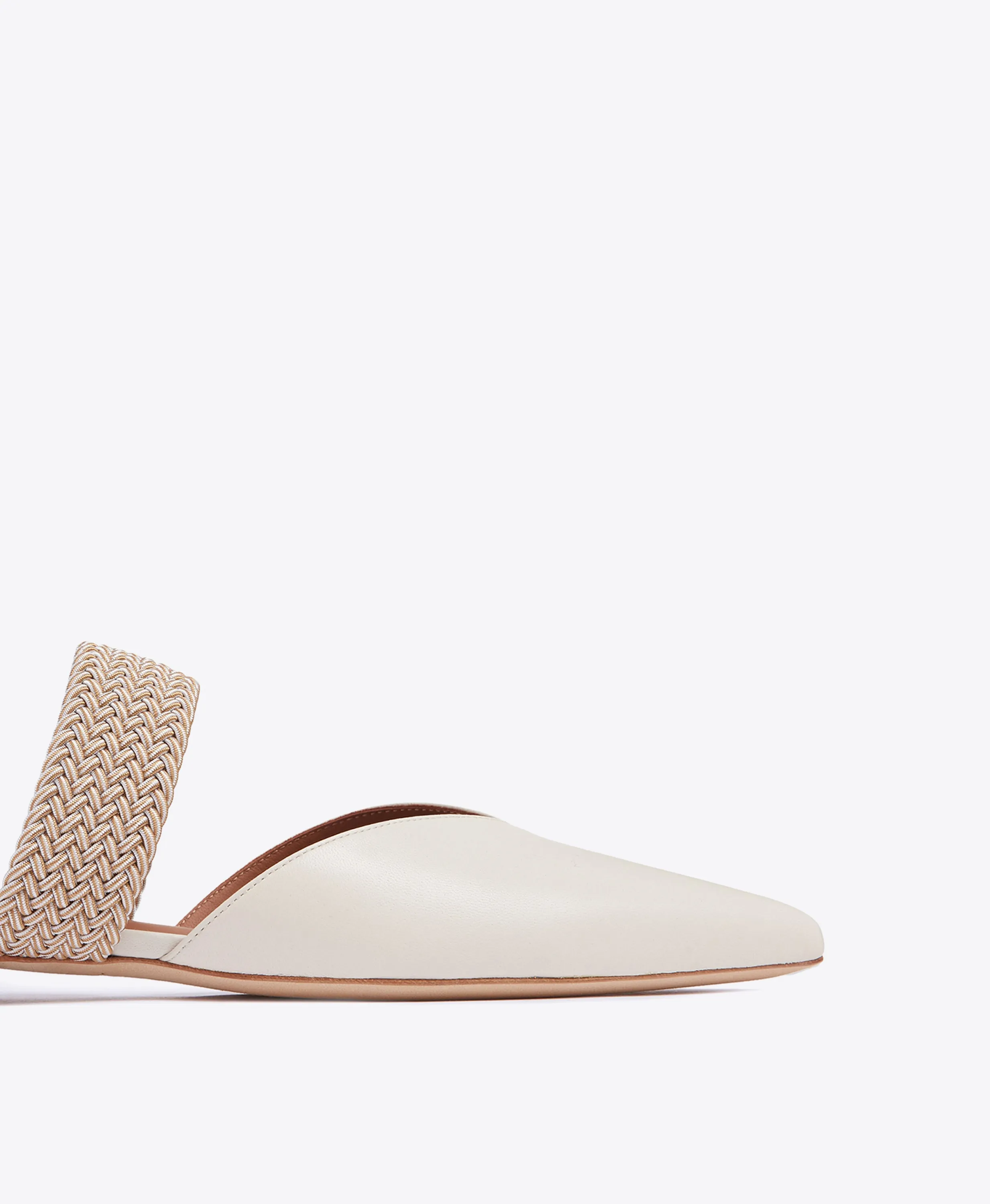 Maisie White Leather Flat Mules