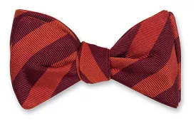 Maroon/ Orange Bar Stripes Bow Tie - B622