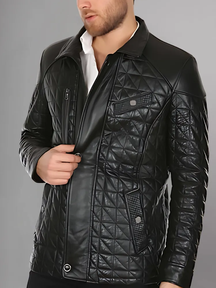 Mens Brown Quilted Jacket