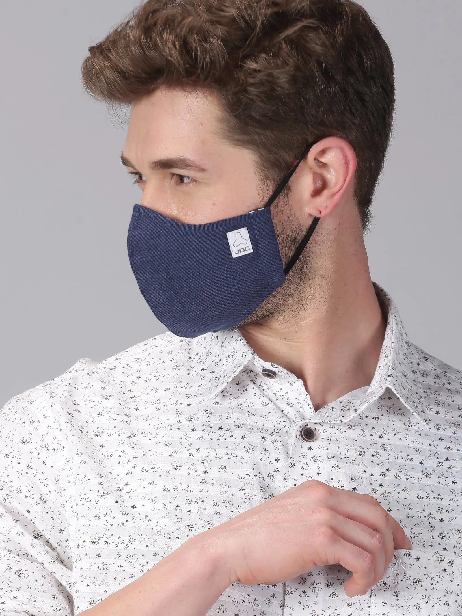 MEN'S GERY & NAVY SOLID COMBO ODOURLESS MASK