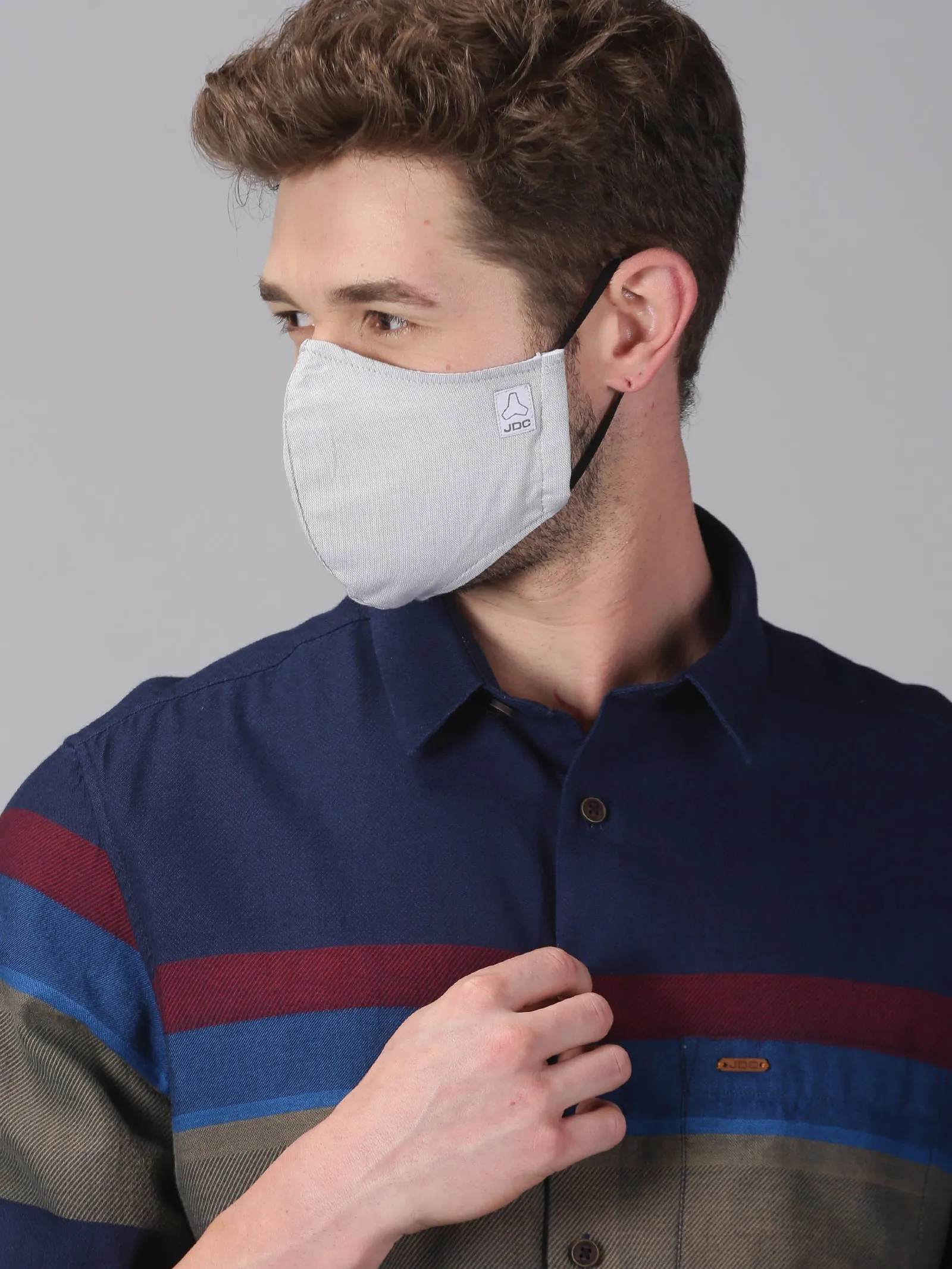 MEN'S GERY & NAVY SOLID COMBO ODOURLESS MASK