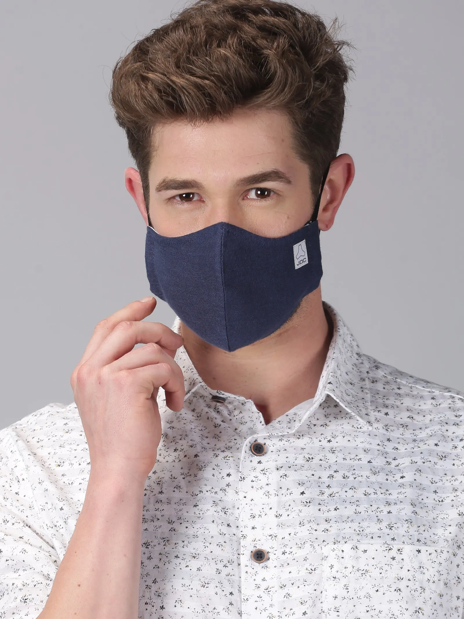 MEN'S GERY & NAVY SOLID COMBO ODOURLESS MASK