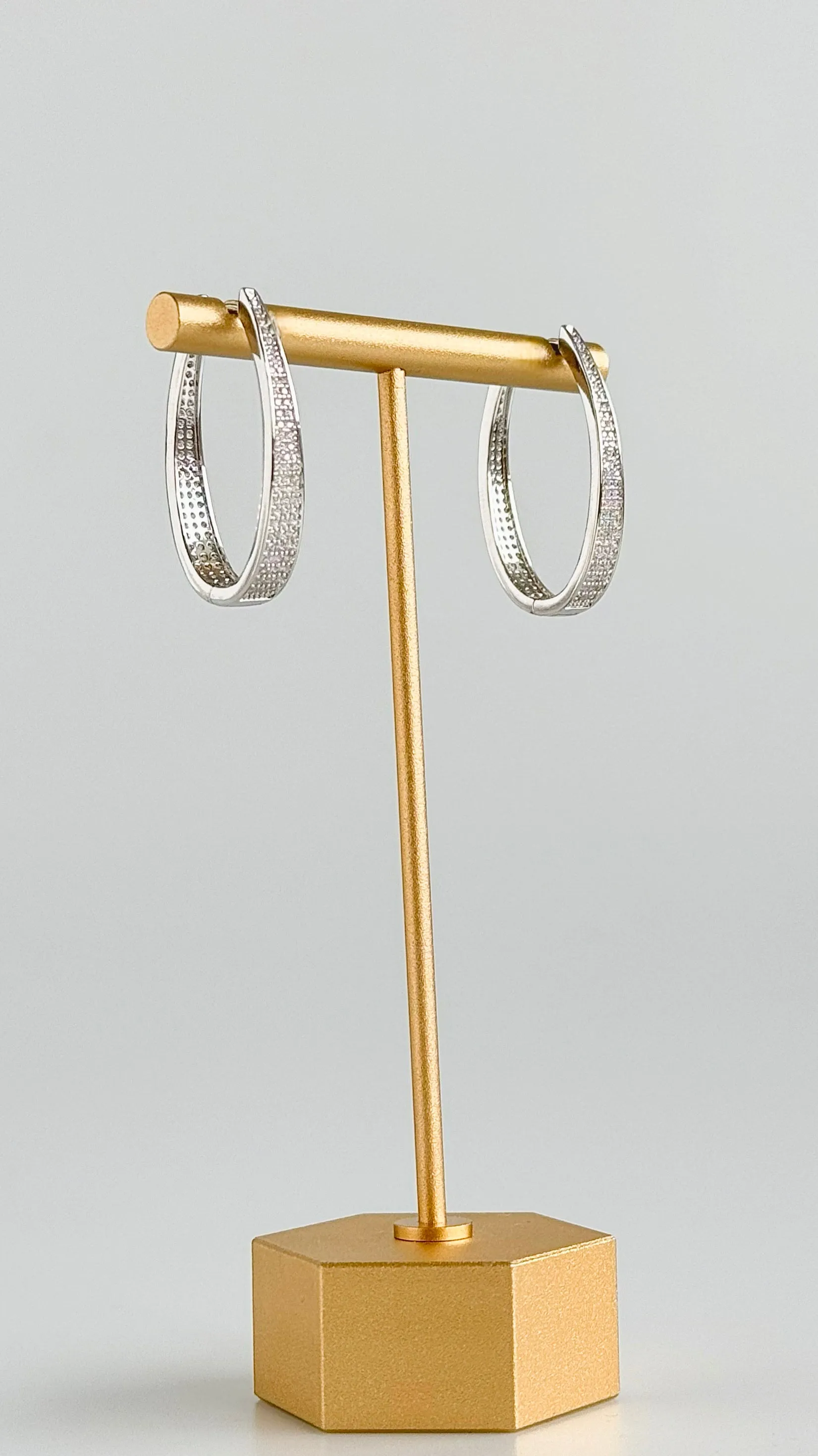 Micropave Teardrop Hoop Earring