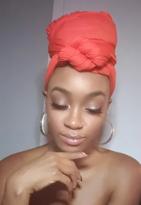 Peach Jersey Knit Stretched Fabric Headwrap