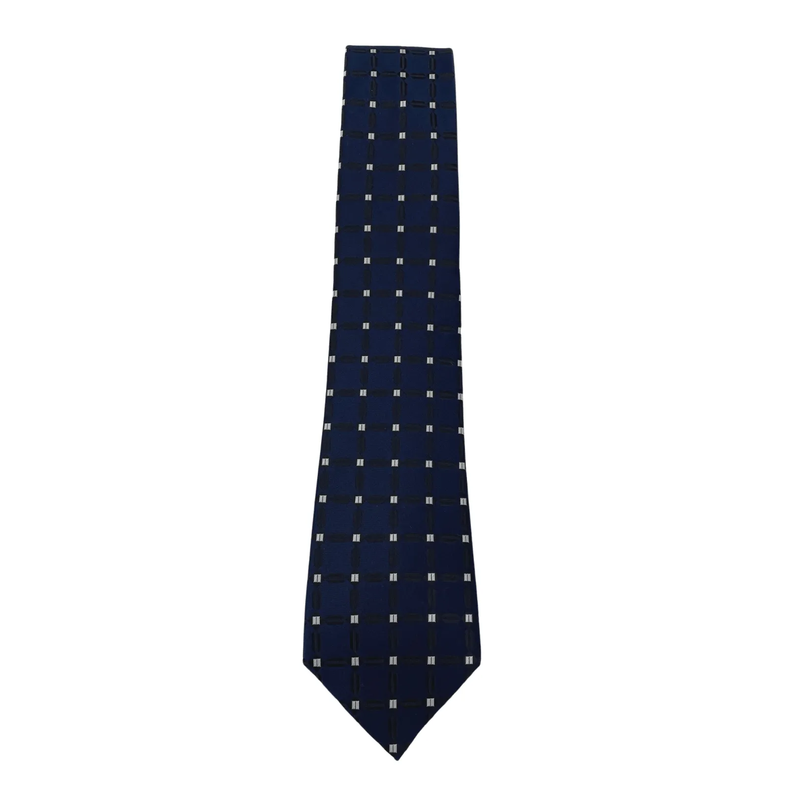 PRADA Tie with Geometric Box Design - Navy New w/Out Tags