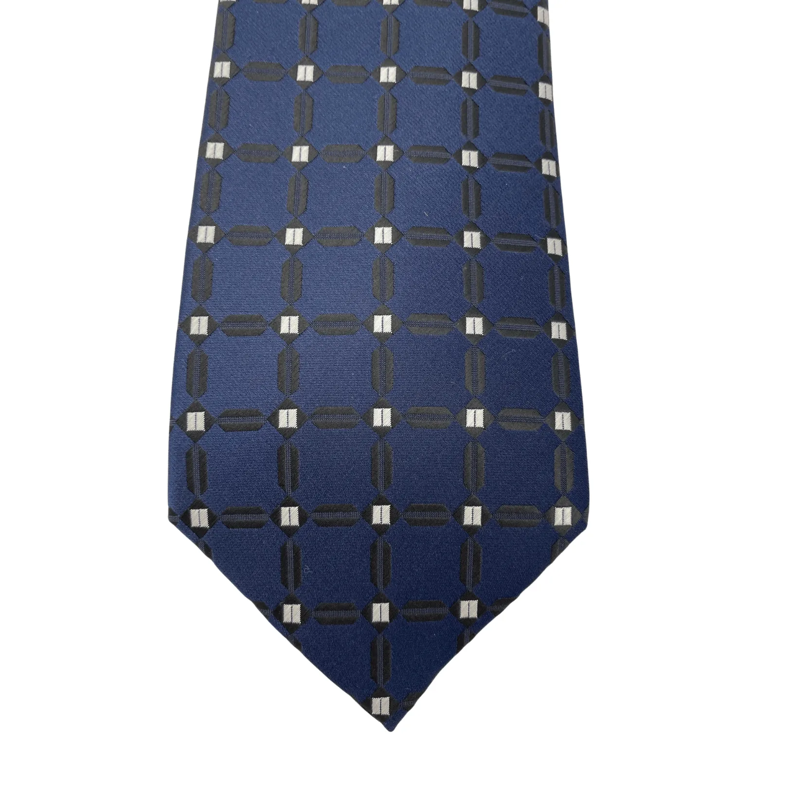 PRADA Tie with Geometric Box Design - Navy New w/Out Tags