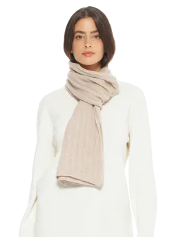 Pure Cashmere Ribbed Scarf Beige