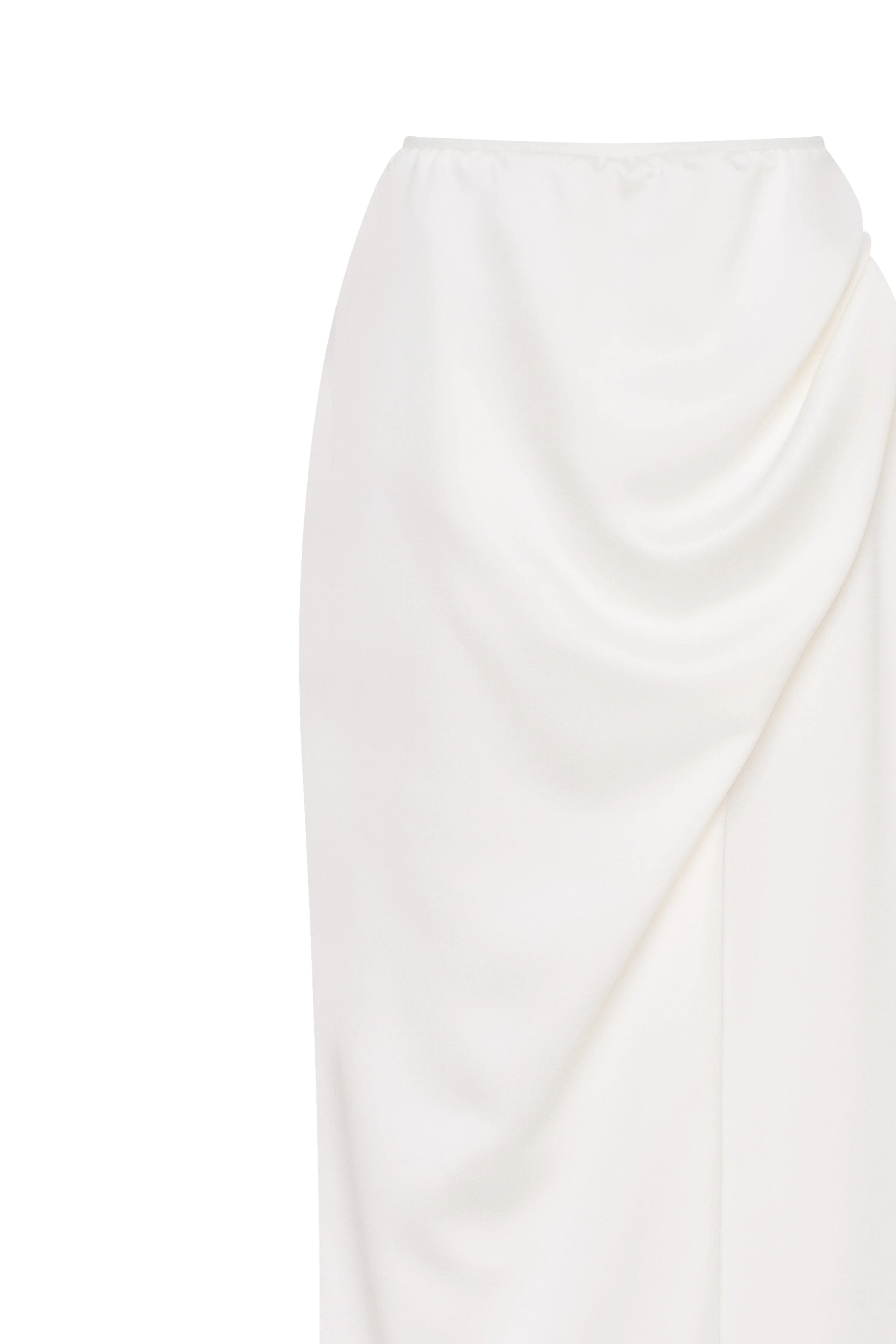 Refined fitted white maxi skirt with a slit