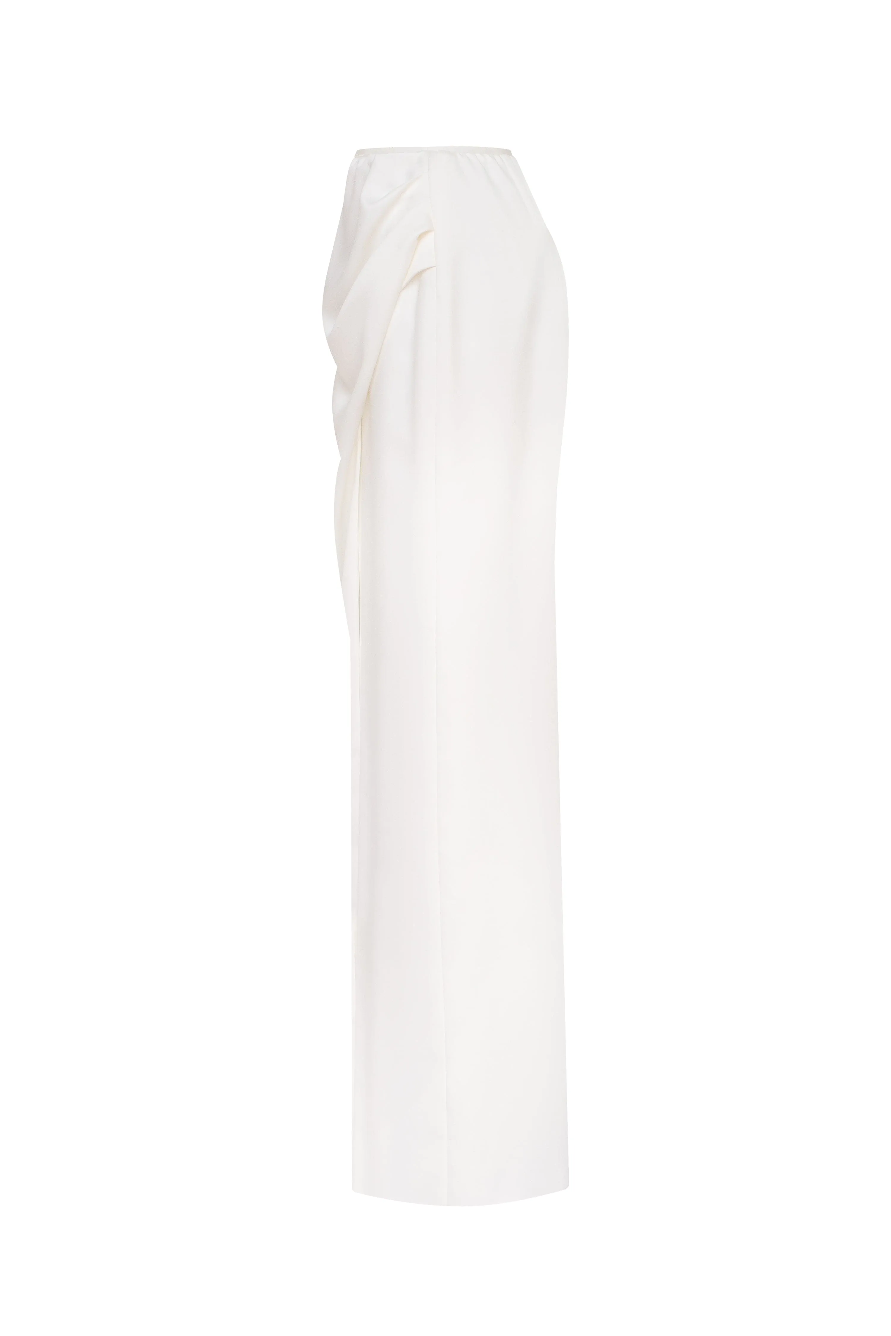 Refined fitted white maxi skirt with a slit