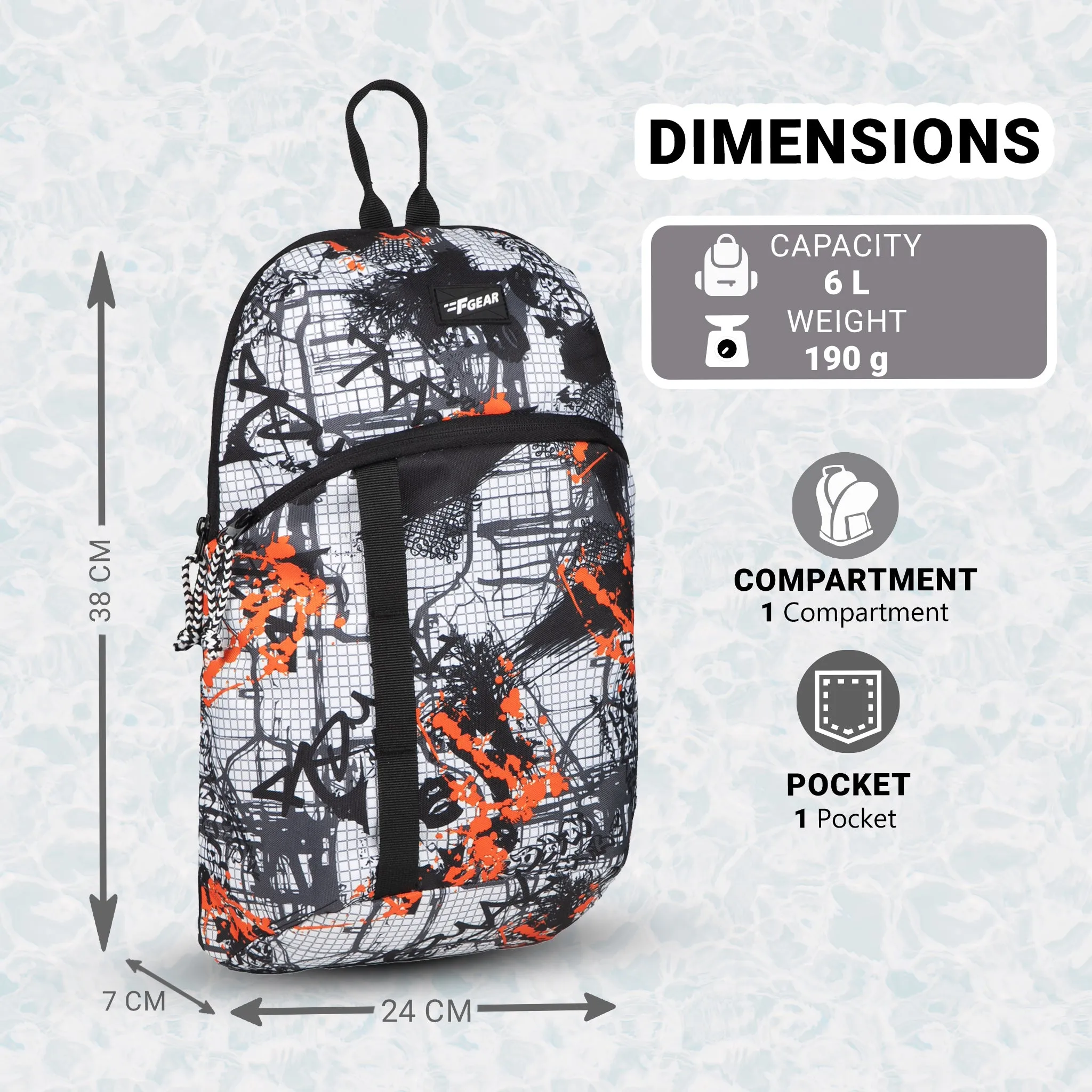 Ritz 6L ACV Graphic Black Orange Backpack