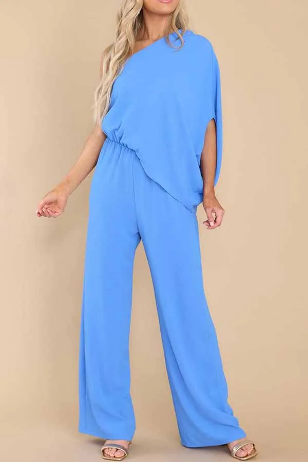 Slim drape high waist casual jumpsuit