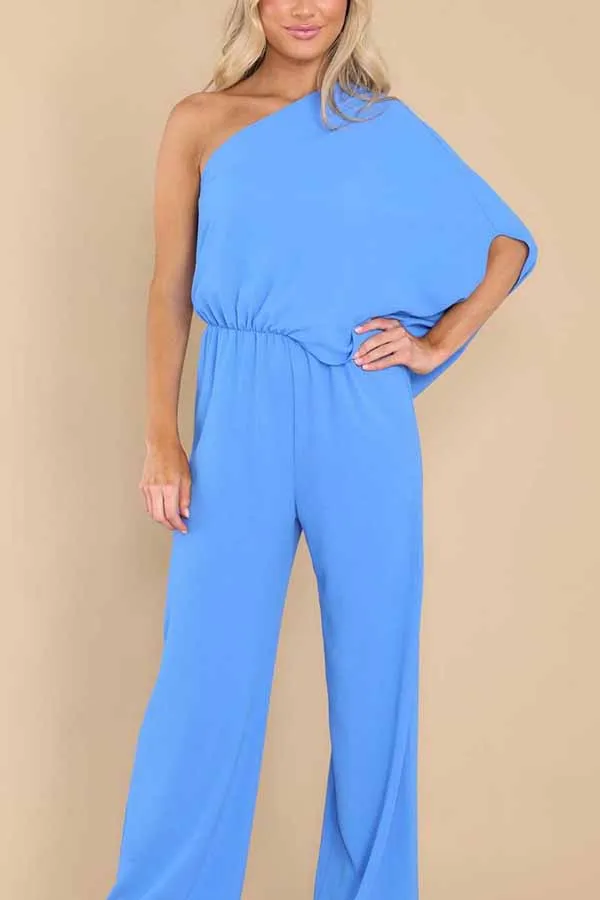 Slim drape high waist casual jumpsuit