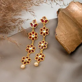 Teejh Daivey Maroon Gold Earring