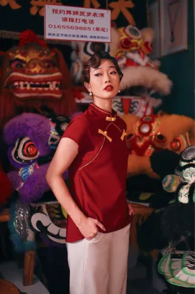 The Chinatown Women Cheongsam Top - Maroon