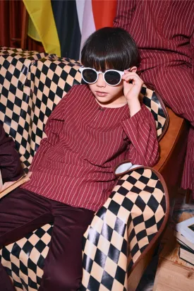 The Congkak Kurta - Maroon Stripe