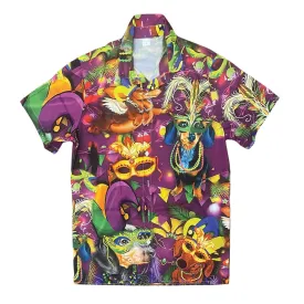 Vibrant Mardi Gras Celebration Button-Up Shirt